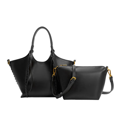 Melie Bianco Black Belinda Recycled Vegan Leather Tote Bag