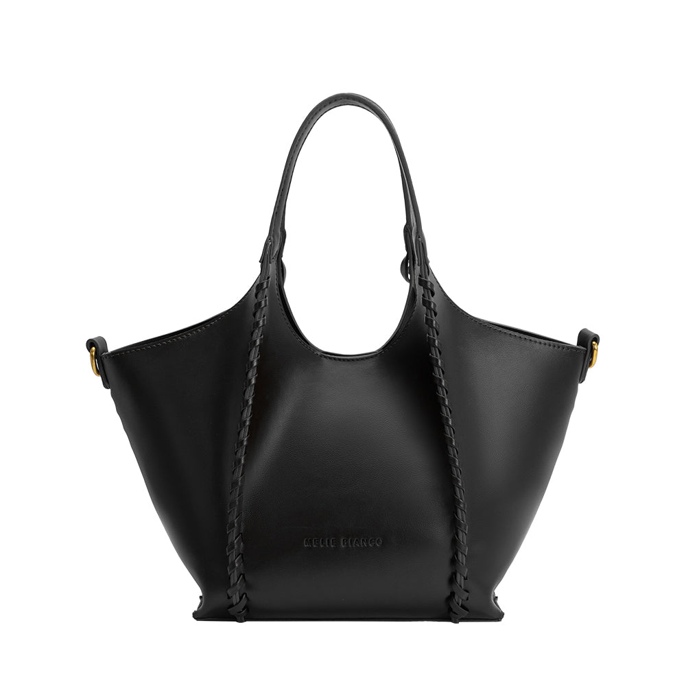 Melie Bianco Black Belinda Recycled Vegan Leather Tote Bag