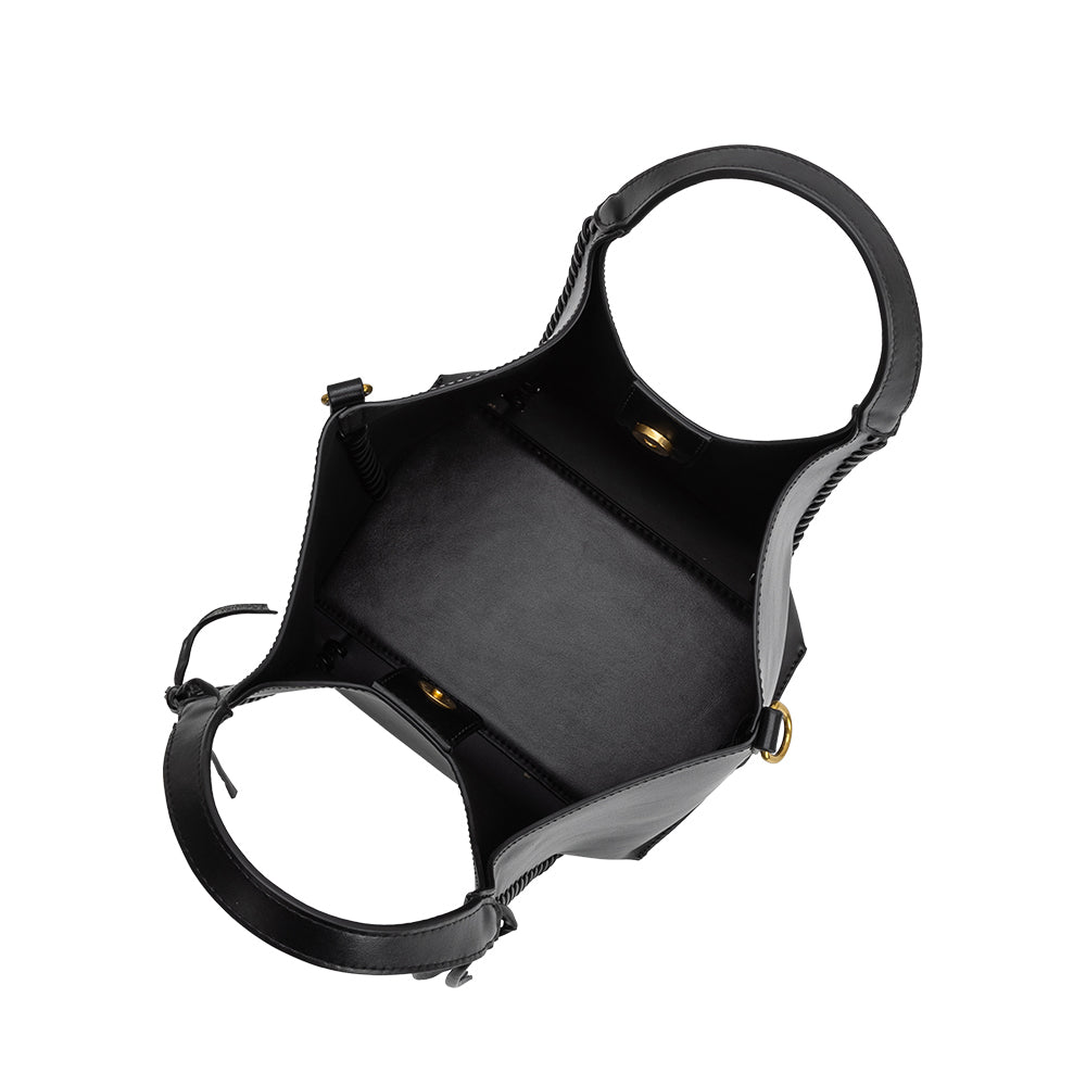 Melie Bianco Black Belinda Recycled Vegan Leather Tote Bag
