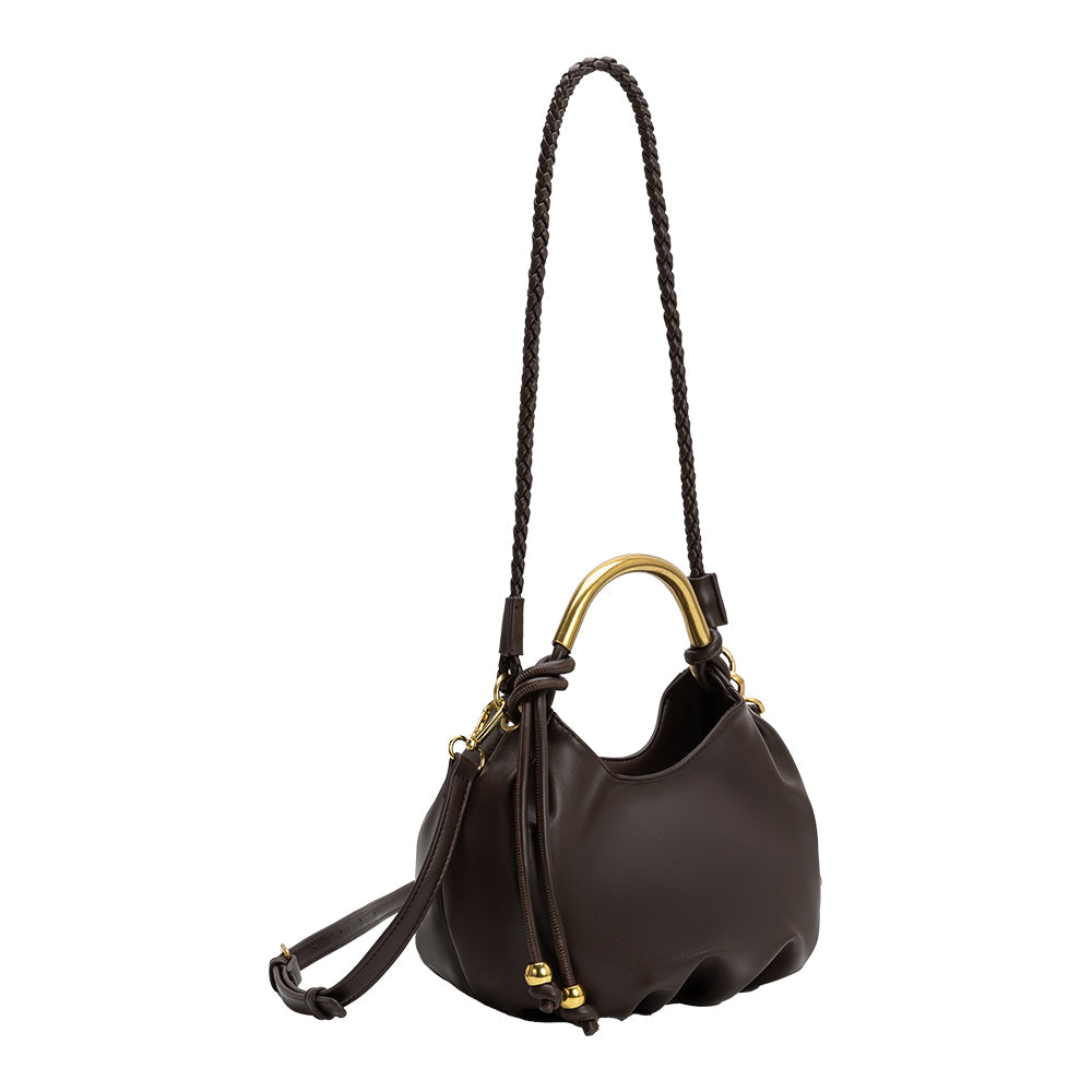 Melie Bianco Espresso Dottie Recycled Vegan Leather Top Handle Bag