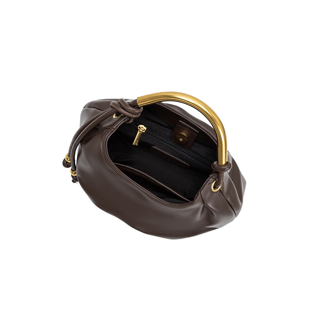 Melie Bianco Espresso Dottie Recycled Vegan Leather Top Handle Bag