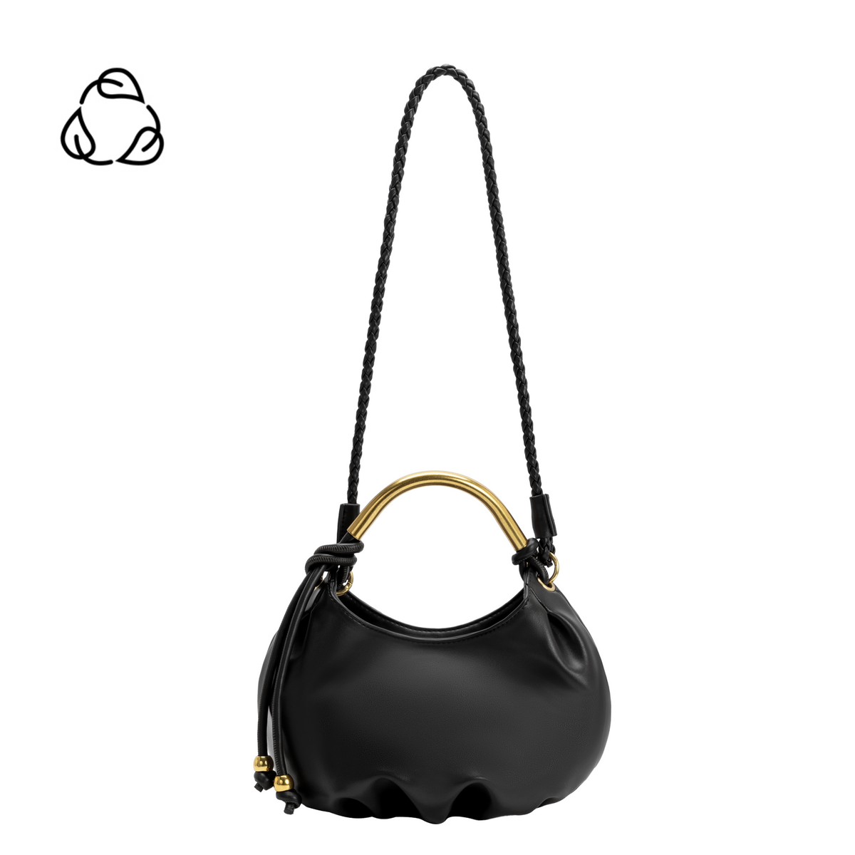 Melie Bianco Black Dottie Recycled Vegan Leather Top Handle Bag