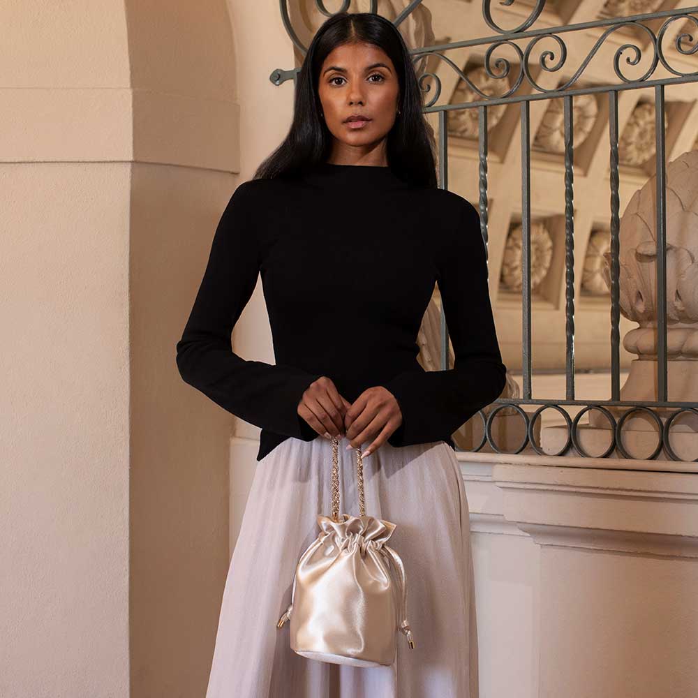 Melie Bianco Rose Jeane Satin Top Handle Bag