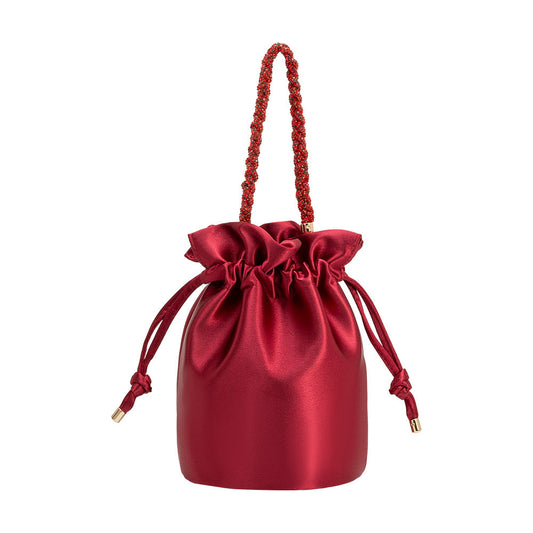 Melie Bianco Red Jeane Satin Top Handle Bag