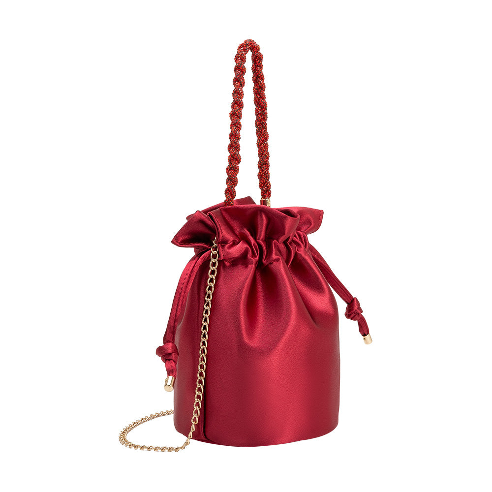 Melie Bianco Red Jeane Satin Top Handle Bag