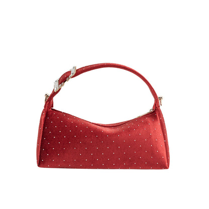 Melie Bianco Red Shanice Velvet Crossbody Bag