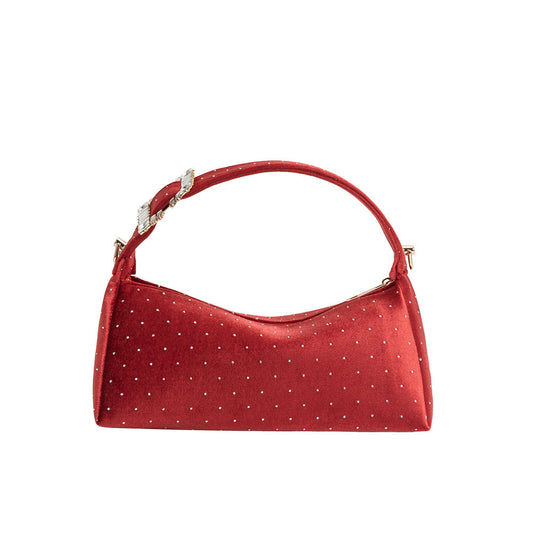 Melie Bianco Red Shanice Velvet Crossbody Bag
