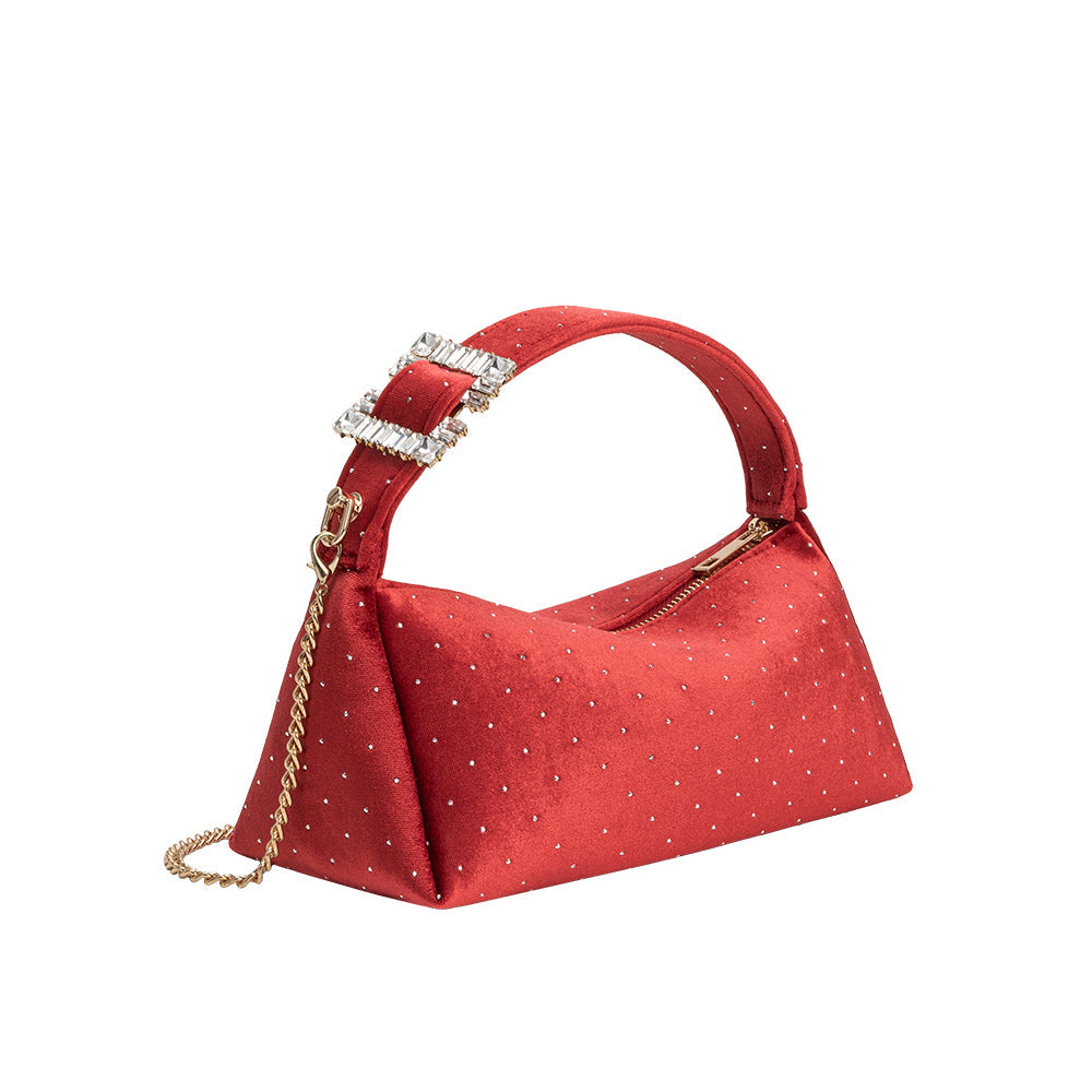 Melie Bianco Red Shanice Velvet Crossbody Bag