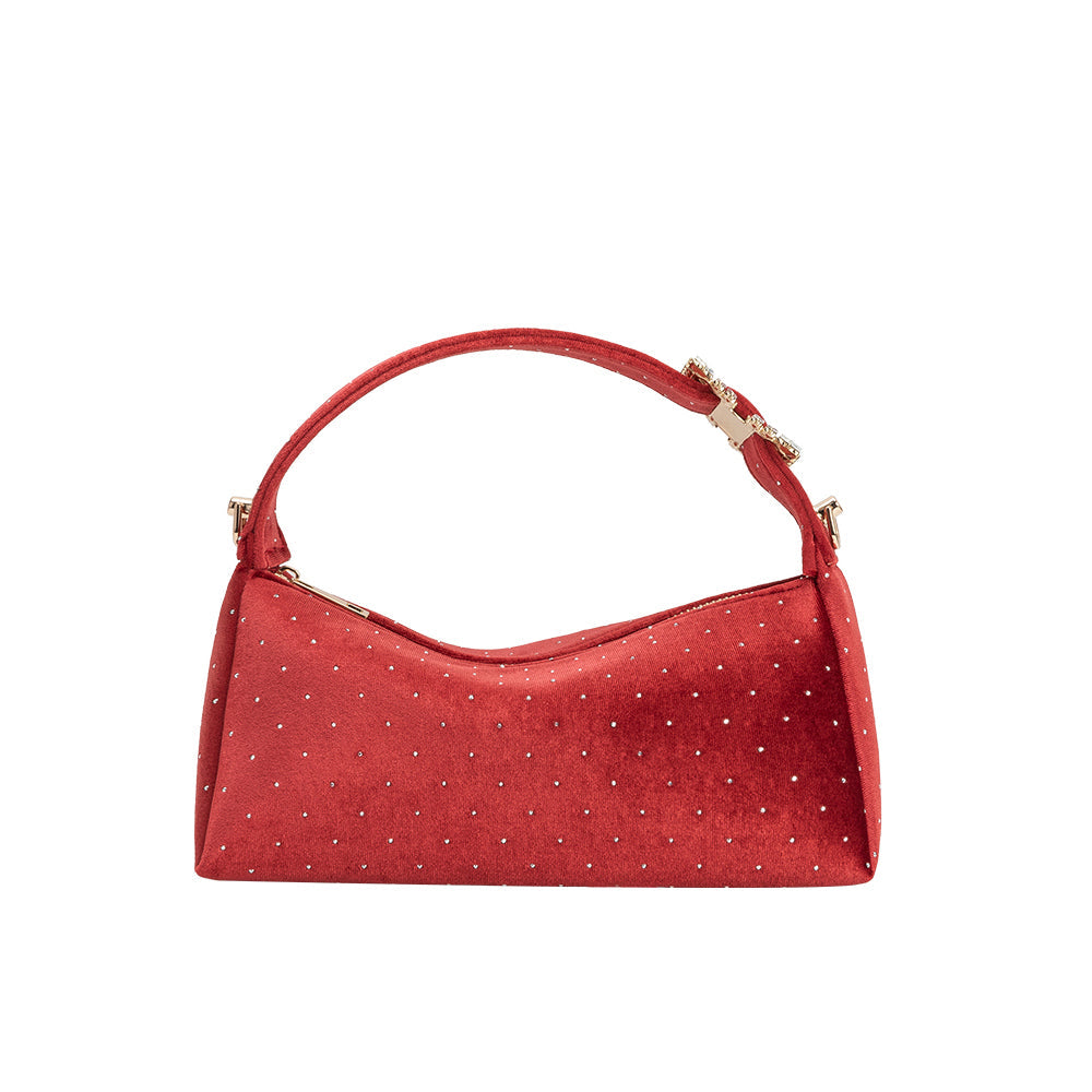 Melie Bianco Red Shanice Velvet Crossbody Bag
