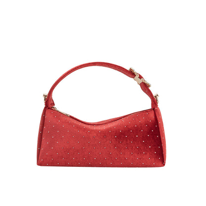 Melie Bianco Red Shanice Velvet Crossbody Bag