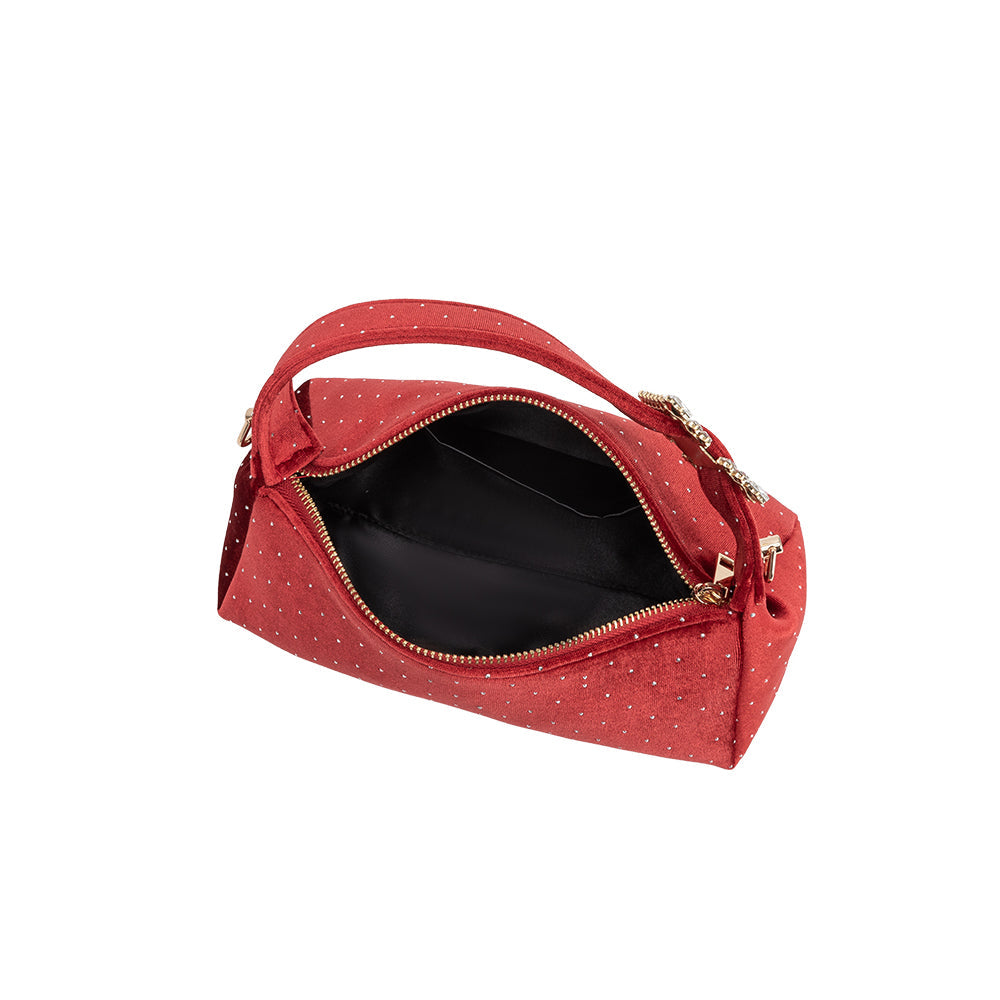 Melie Bianco Red Shanice Velvet Crossbody Bag