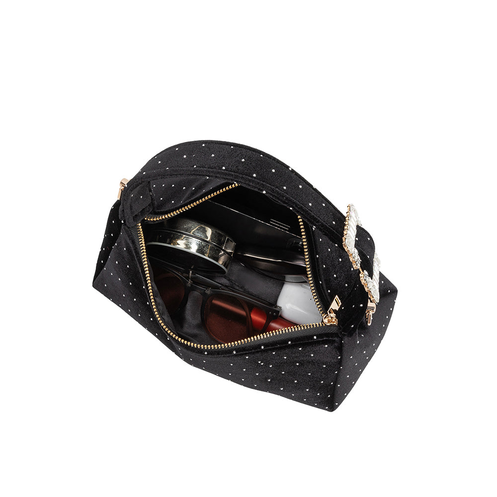 Melie Bianco Red Shanice Velvet Crossbody Bag