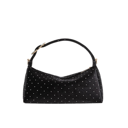 Melie Bianco Black Shanice Velvet Crossbody Bag