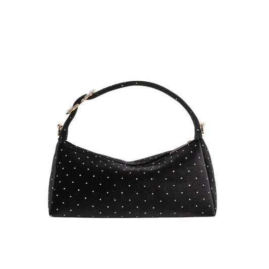 Melie Bianco Black Shanice Velvet Crossbody Bag