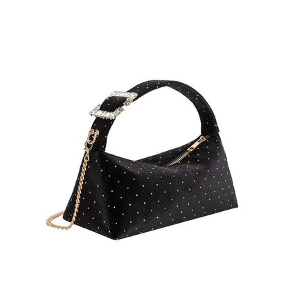 Melie Bianco Black Shanice Velvet Crossbody Bag