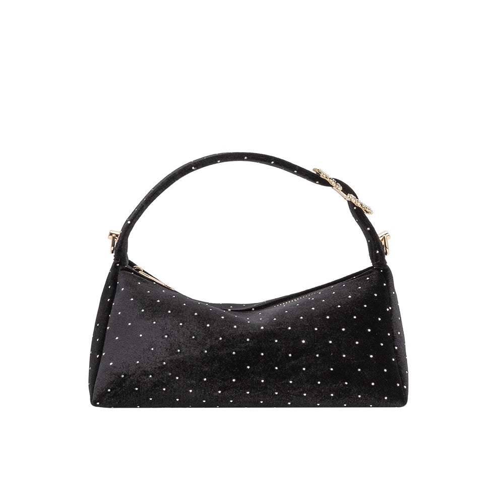 Melie Bianco Black Shanice Velvet Crossbody Bag