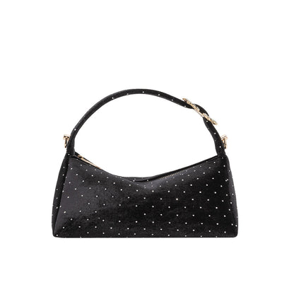 Melie Bianco Black Shanice Velvet Crossbody Bag