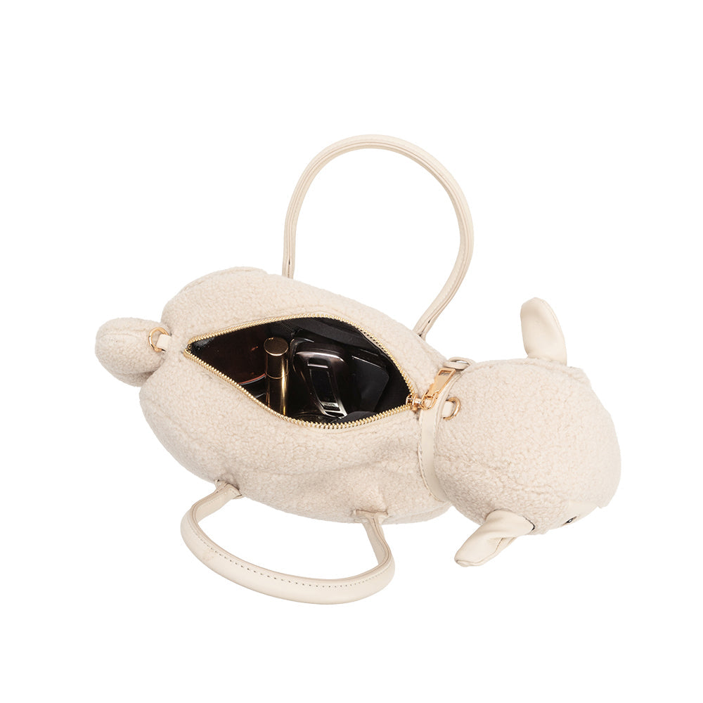Melie Bianco Ivory Sheep Vegan Leather Crossbody Bag