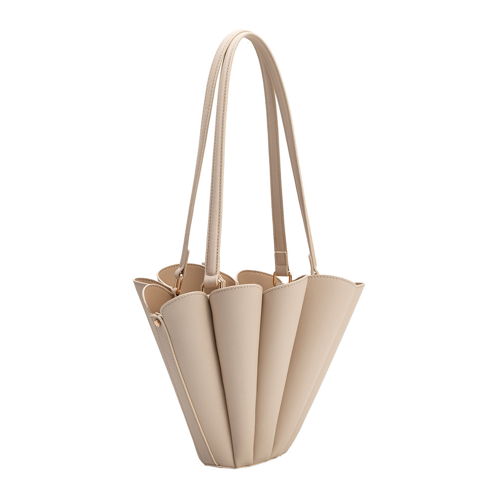 Melie Bianco Bone Shellie Recycled Vegan Leather Shoulder Bag