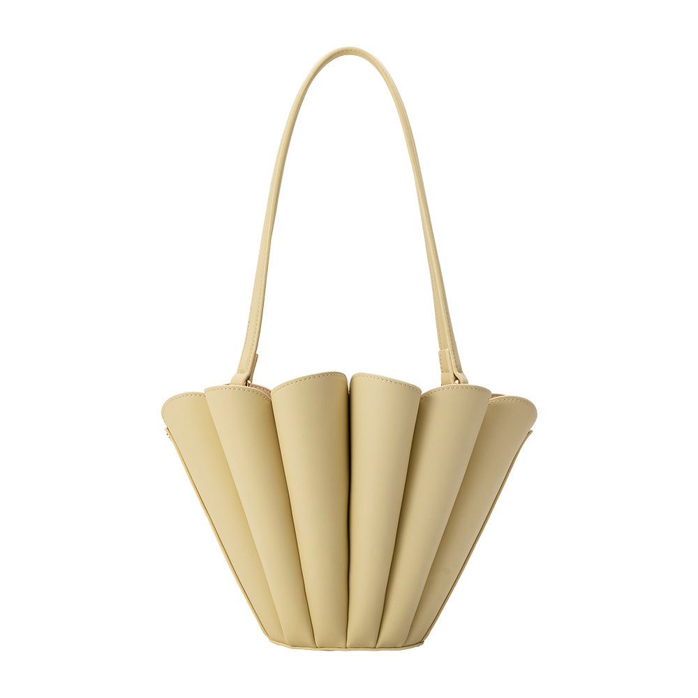 Melie Bianco Yellow Shellie Recycled Vegan Leather Shoulder Bag