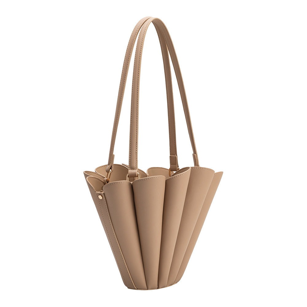 Melie Bianco Nude Shellie Recycled Vegan Leather Shoulder Bag