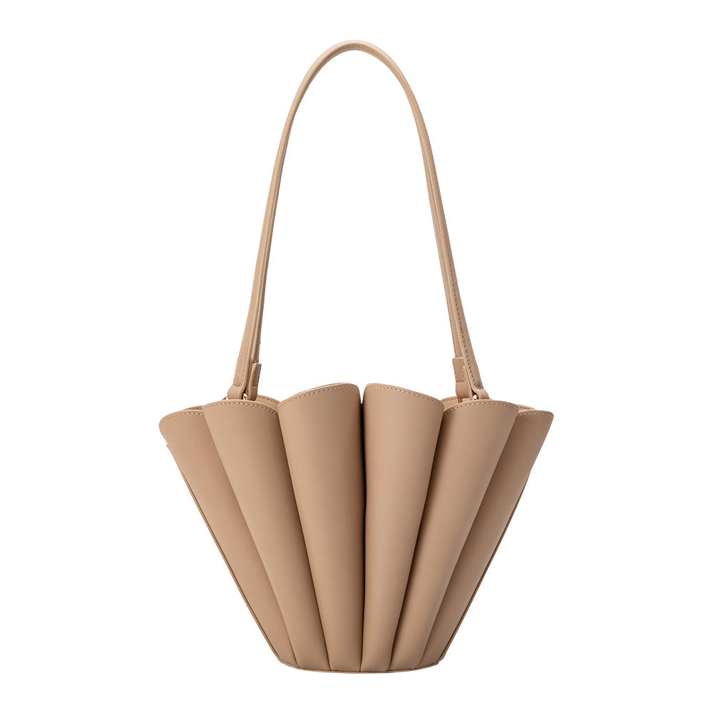Melie Bianco Nude Shellie Recycled Vegan Leather Shoulder Bag
