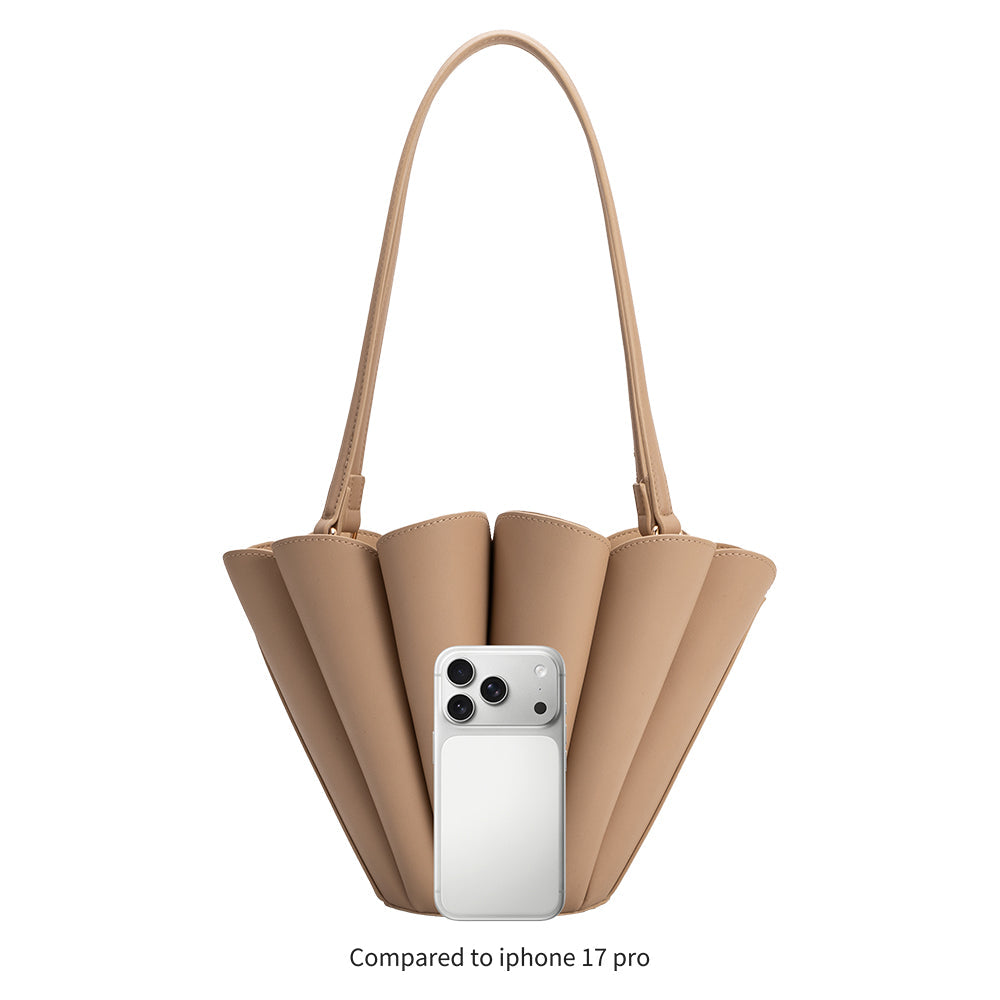 Melie Bianco Nude Shellie Recycled Vegan Leather Shoulder Bag