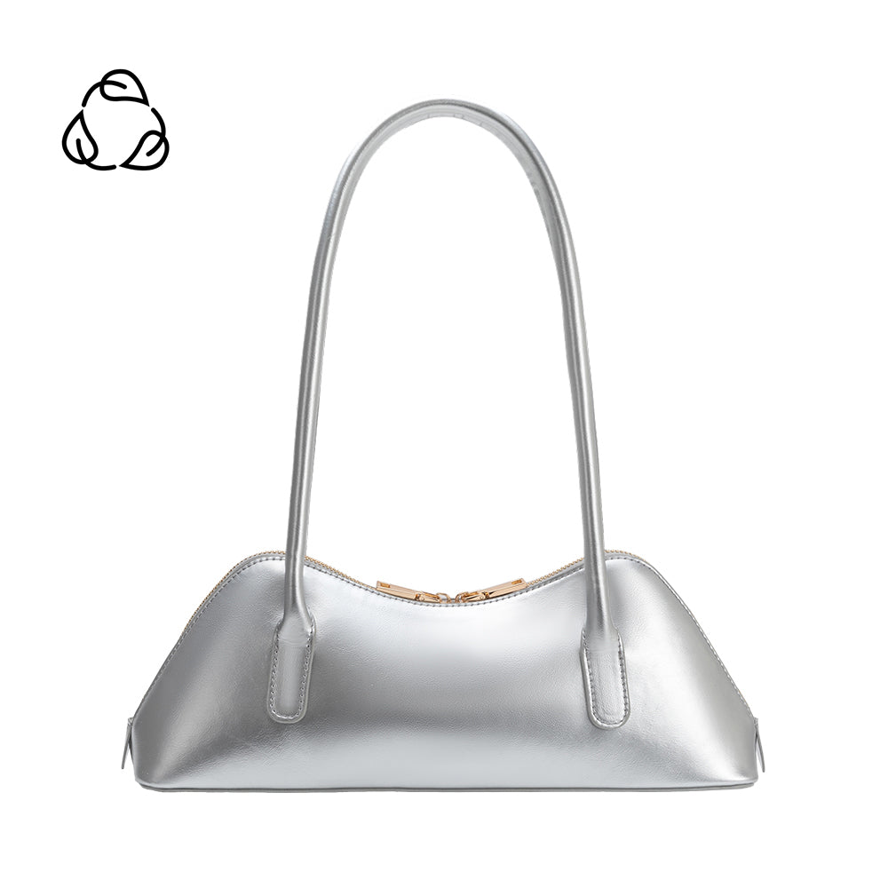Melie Bianco Silver Dakota Recycled Vegan Leather Shoulder Bag