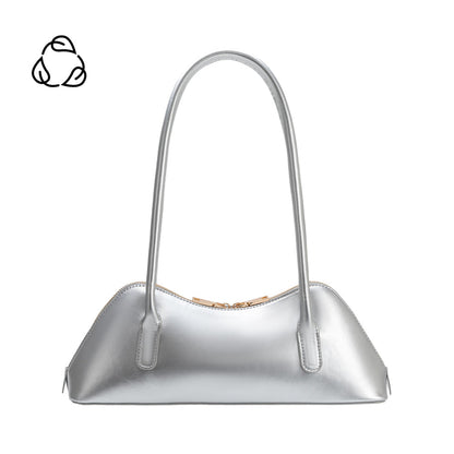 Melie Bianco Silver Dakota Recycled Vegan Leather Shoulder Bag