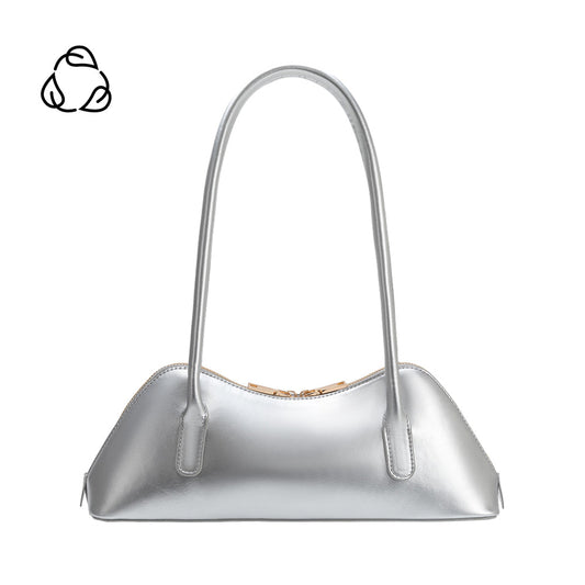 Melie Bianco Silver Dakota Recycled Vegan Leather Shoulder Bag