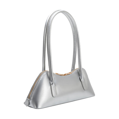 Melie Bianco Silver Dakota Recycled Vegan Leather Shoulder Bag