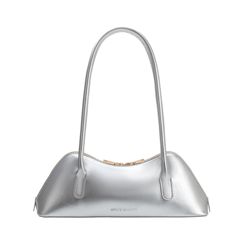 Melie Bianco Silver Dakota Recycled Vegan Leather Shoulder Bag