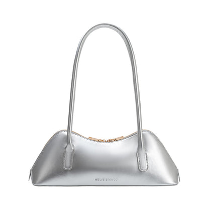 Melie Bianco Silver Dakota Recycled Vegan Leather Shoulder Bag