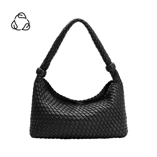 Melie Bianco Black Quinn Recycled Vegan Leather Shoulder Bag