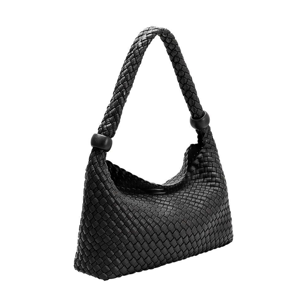 Melie Bianco Black Quinn Recycled Vegan Leather Shoulder Bag