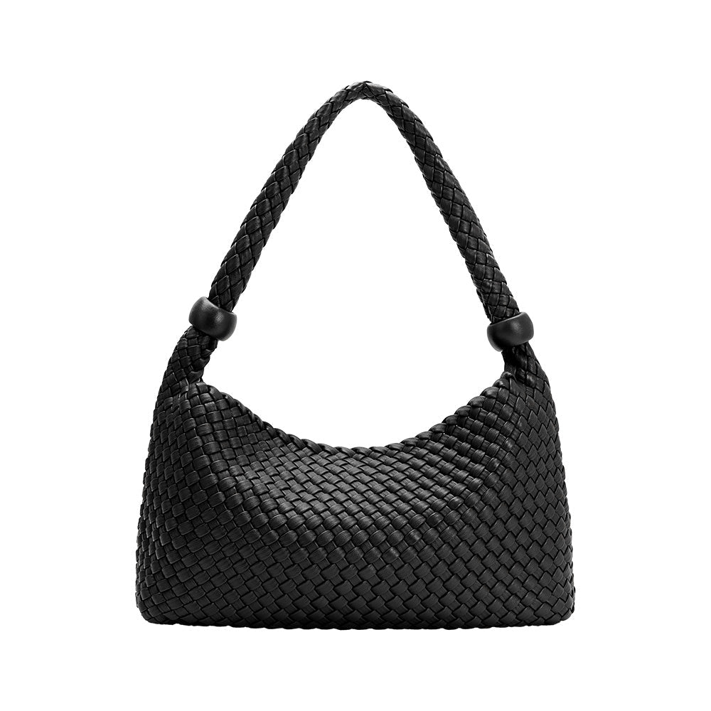 Melie Bianco Black Quinn Recycled Vegan Leather Shoulder Bag