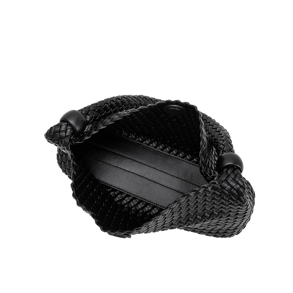 Melie Bianco Black Quinn Recycled Vegan Leather Shoulder Bag