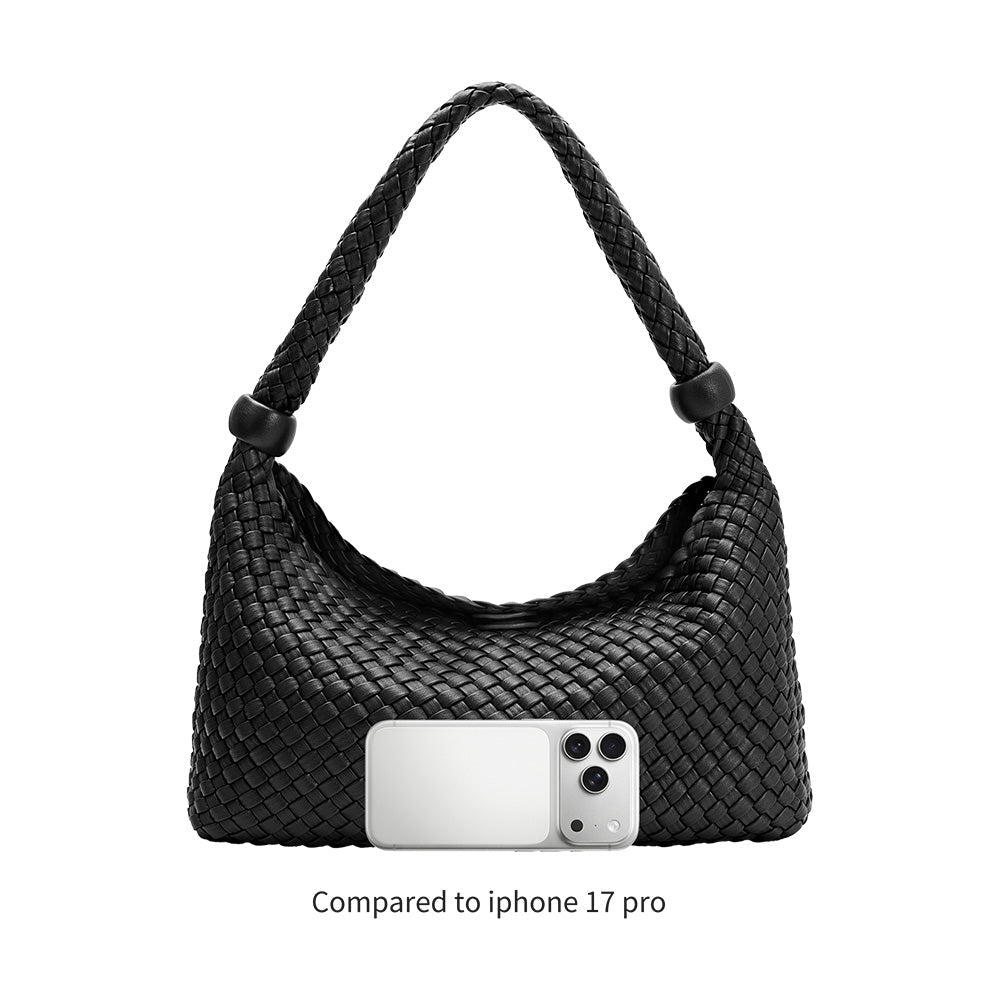Melie Bianco Black Quinn Recycled Vegan Leather Shoulder Bag