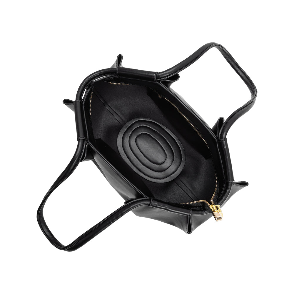 Melie Bianco Black Candace Recycled Vegan Leather Shoulder Bag
