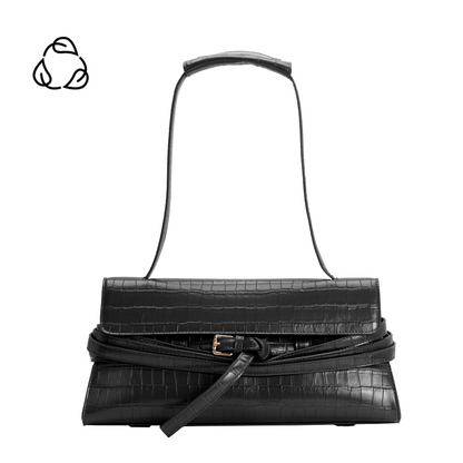 Melie Bianco Black Klarissa Recycled Vegan Leather Shoulder Bag
