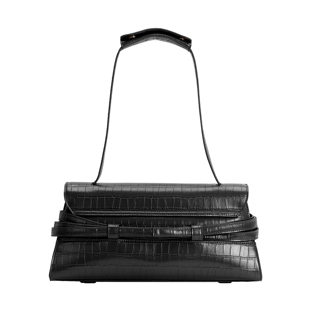 Melie Bianco Black Klarissa Recycled Vegan Leather Shoulder Bag