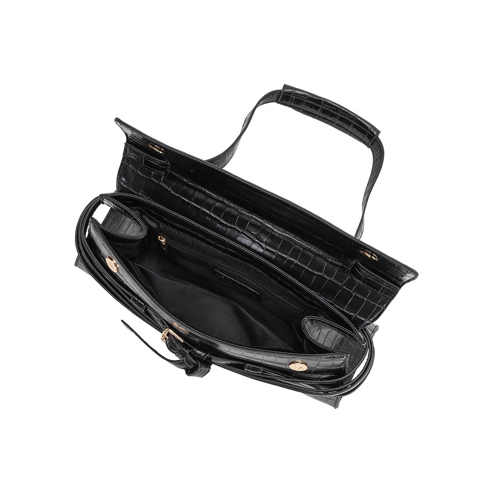 Melie Bianco Black Klarissa Recycled Vegan Leather Shoulder Bag