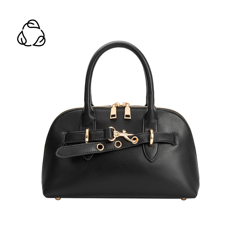 Melie Bianco Black Rue Recycled Vegan Leather Top Handle Bag