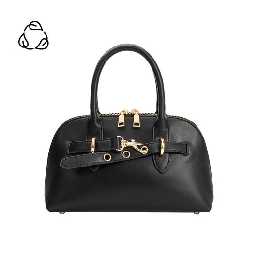 Melie Bianco Black Rue Recycled Vegan Leather Top Handle Bag