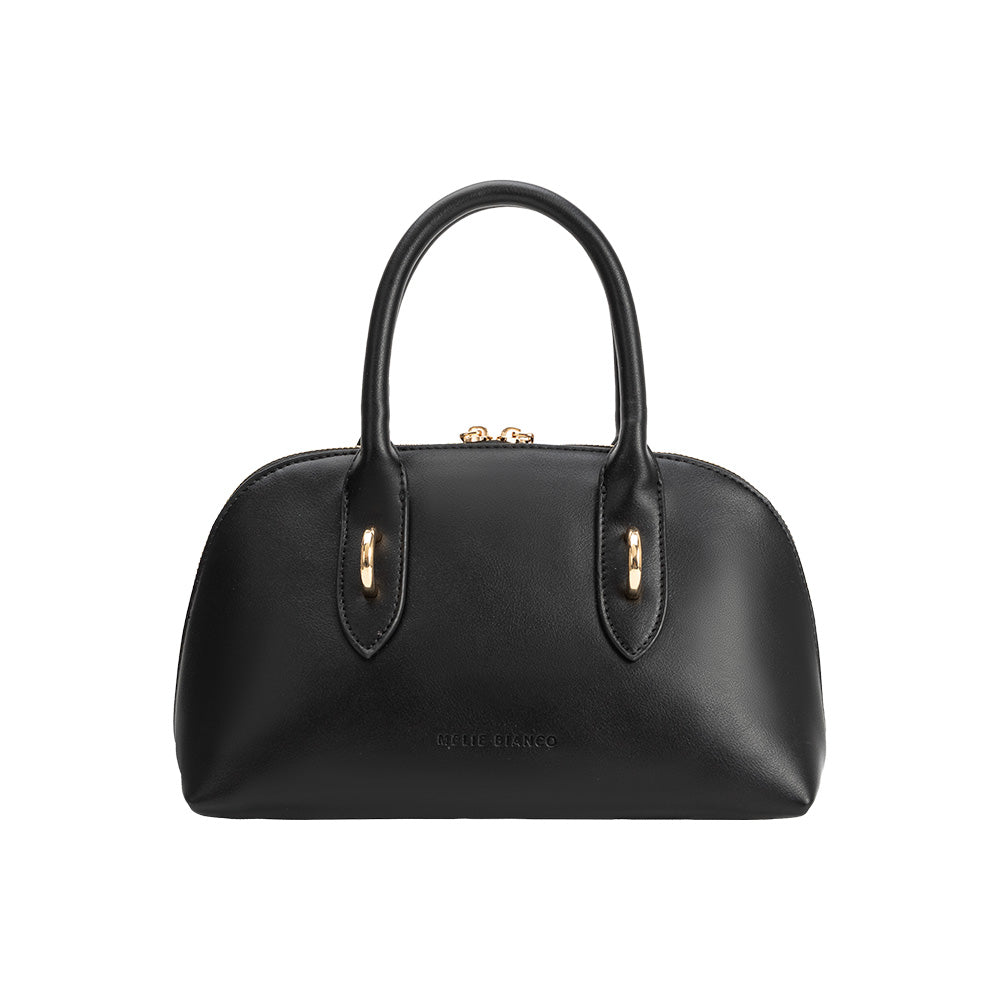Melie Bianco Black Rue Recycled Vegan Leather Top Handle Bag