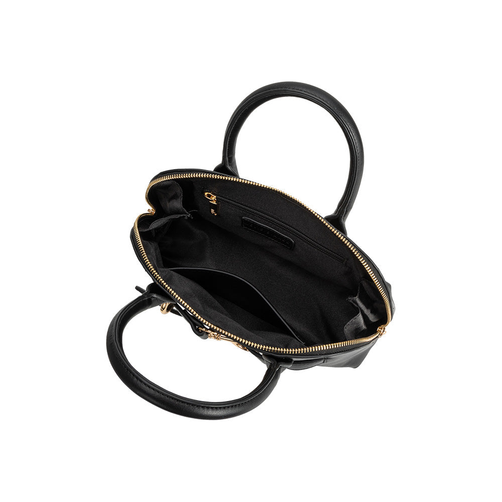 Melie Bianco Black Rue Recycled Vegan Leather Top Handle Bag