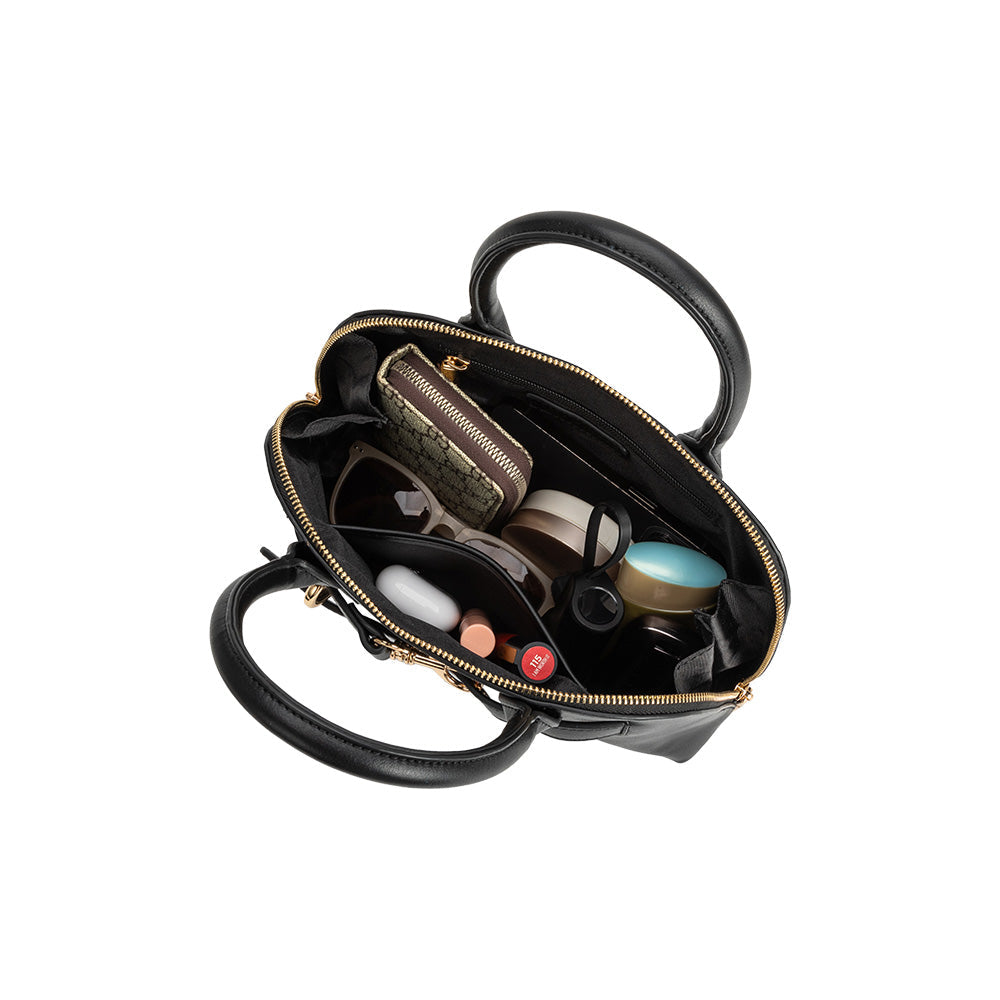 Melie Bianco Black Rue Recycled Vegan Leather Top Handle Bag