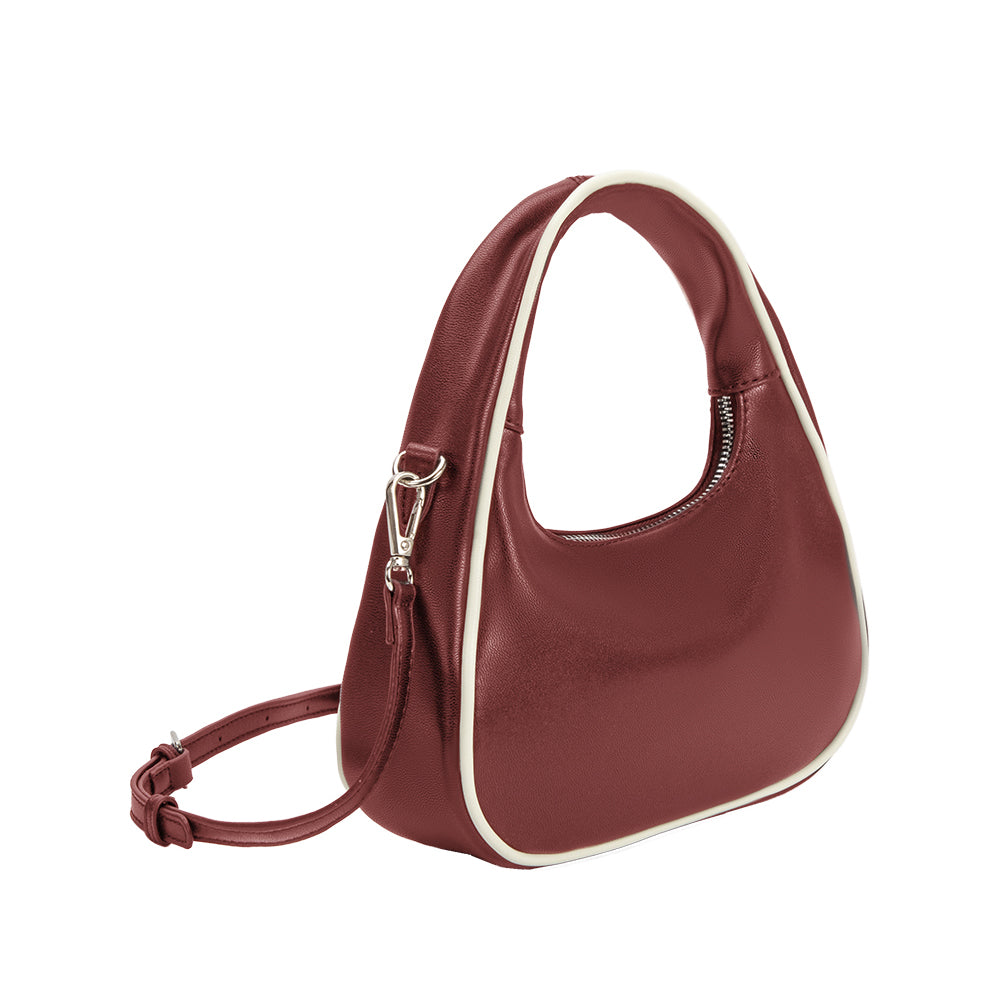 Melie Bianco Burgundy Sarita Recycled Vegan Leather Crossbody Bag