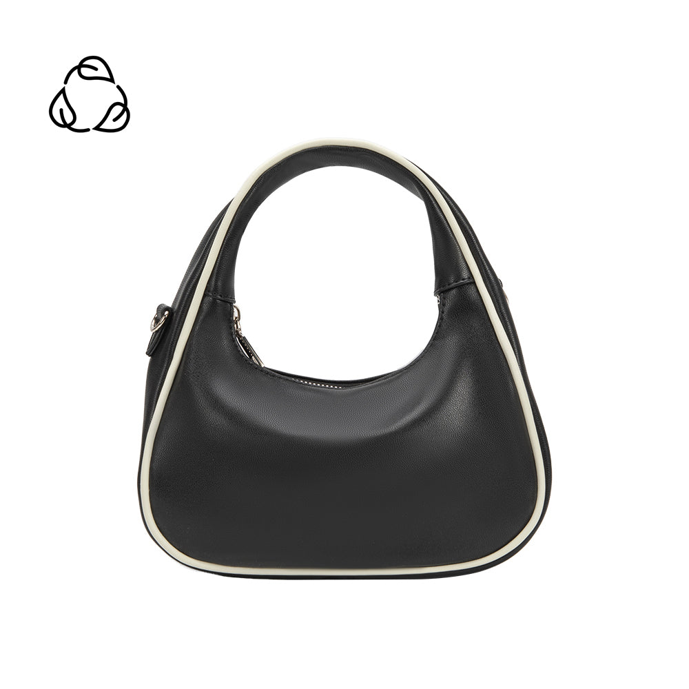 Melie Bianco Black Sarita Recycled Vegan Leather Crossbody Bag