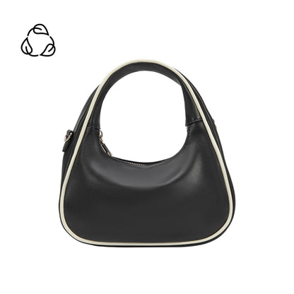 Melie Bianco Black Sarita Recycled Vegan Leather Crossbody Bag